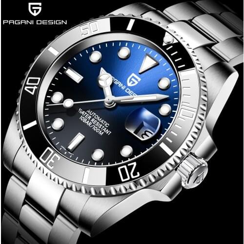 Pagani Design 2021 New 40mm Mens Automatic Mechanical Watch Stainless Steel Sapphire Glass Waterproof Clock Mens Reloj Hombre