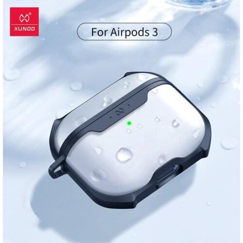 Xundd Earphone Case For Apple AirPod 3 Wireless Bluetooth Earphone Case Shockproof Tranparent TPU+PC Airbags Cover With Hook