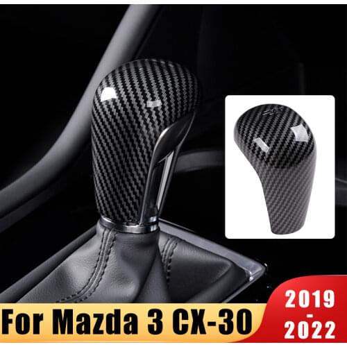 Carbon fiber Car Gear Shift Knob Gear Head Cover Case Trim For Mazda 3 Axela 2019 2020 Accessories