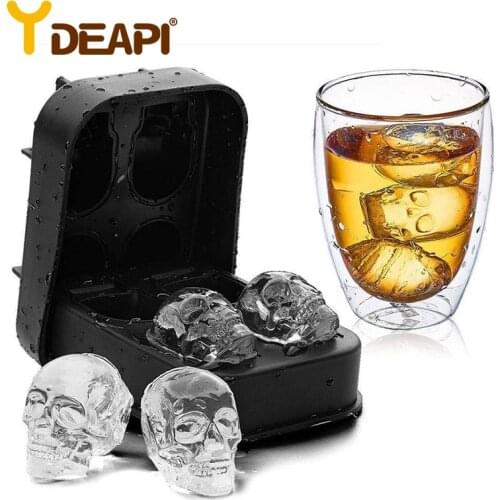 YDEAPI Ice Cube Maker DIY Creative Silica Skull Shape Tray Mold Home Bar Party Cool Whiskey Wine Ice Cream Bar Tools