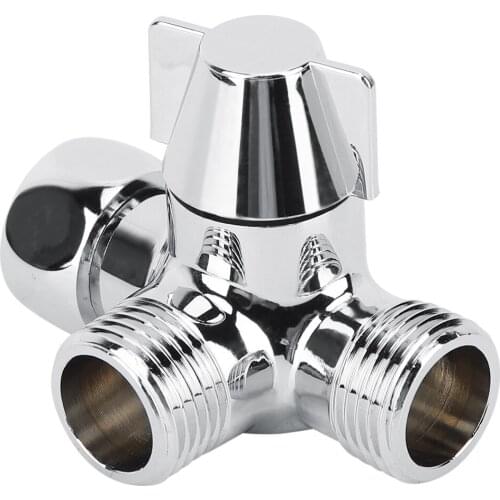 G1/2" Brass Electroplating Shower Three-Way T-Shaped Adapter Water Diverter Connector Toilet Bidet Water Separator