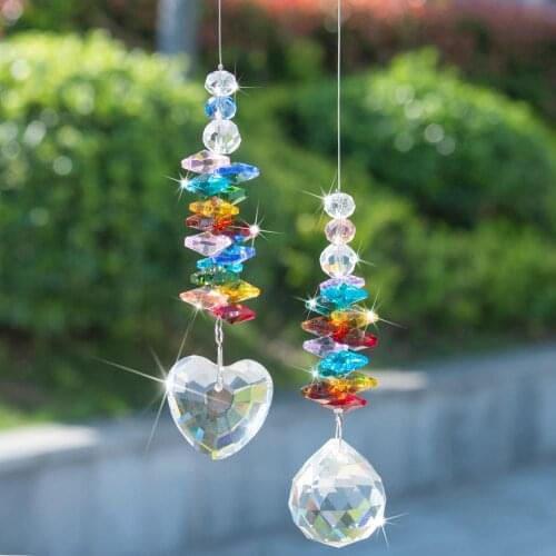 H&D Set of 2,Crystal Suncatchers Rainbow Maker Chakra Prisms Hanging Pendant Window Sun Catcher for Home Garden Decoration Gift