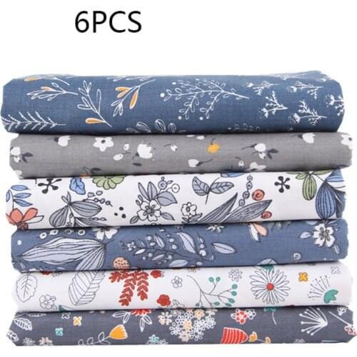 Cotton Floral Fabric Cloth Breathable Patchwork Fabric Sets DIY Sewing Printed Accessories, Gray