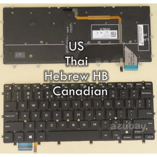 US Thai Hebrew HB Canadian CA Keyboard For DELL XPS 13 9343 9350 9360 P54G001 P54G002 0DKDXH 04XVX6 09XJK2 046PGC 016RDV Backlit