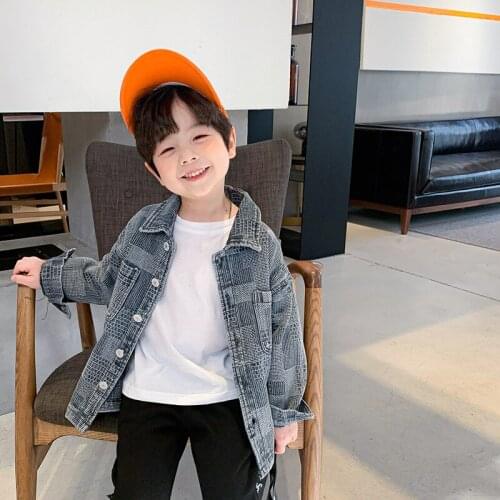 Splicing Jean Spring Autumn Boy Coat Overcoat Top Kids Costume Teenage Gift Children Clothes High Quality Plus Size