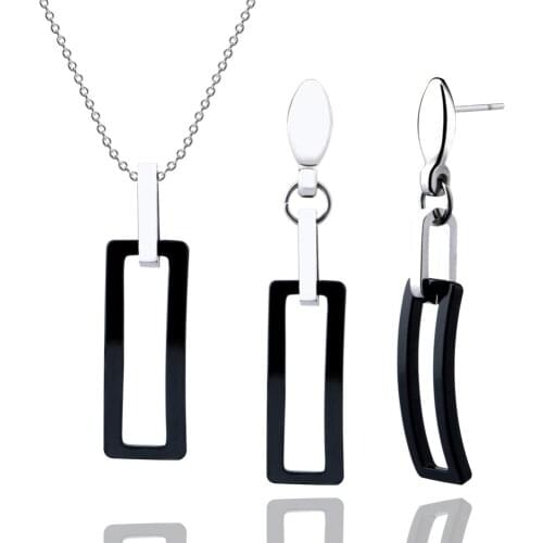 Simple And Elegant Jewelry Sets & More For Women Black Color Ceramic Necklace Smooth Healthy Hanging Earrings Fashion Accessory