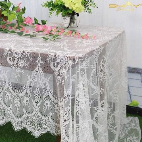 New 150*300cm White Table Cloth Lace Decorative Hotel Wedding Party Dining Decorative Fabric Home Decor Lace Tablecloth table
