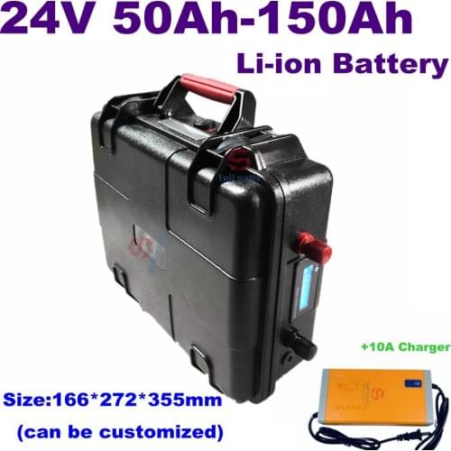 IP67 waterproof 24V 50Ah 60Ah 80Ah 100Ah 120Ah 150Ah lithium ion battery with BMS for boat thruster solar inverter+10A charger
