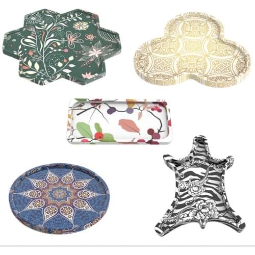 Tray Epoxy Resin Mold Serving Plate Board Coaster Silicone Mould DIY Crafts Ornaments Home Decorations Casting Tool