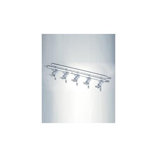 M431004Manifold, Vacuum/Inert gas, all glass, Number of ports:4, Overall width:375mm front-left-right and rear-right