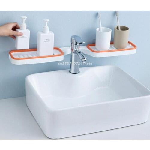 Multifunction Rotatable Corner Shelf Wall-Mounted Bathroom Storage Rack Hollow Drain Basket Adhesive Kitchen Organizer