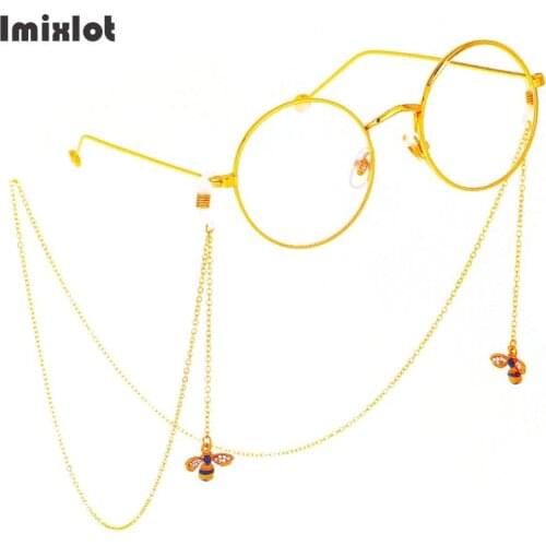 Fashion Eyeglasses Chain for Mask Carp Flag Bee Pendant Reading Glasses Chains Lanyards Neck Strap Rope Eyeglasses Cord Holder