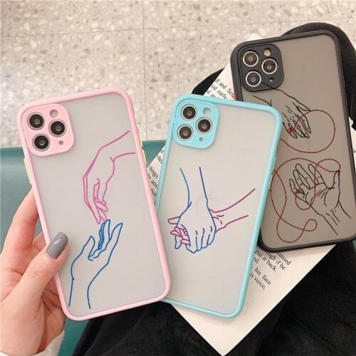 Cartoon Phone Case For iPhone 6s 7 8 plus SE 2020 12 mini 11 pro max X XS MAX XR Cover Couple Love Heart Art Love On The Fingers