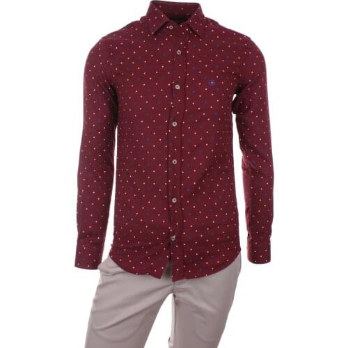 Gentilbay Mens Dot Printed Cotton Desert Fabric Slimfit Long-Sleeve Sport Classic DC1012 Shirt