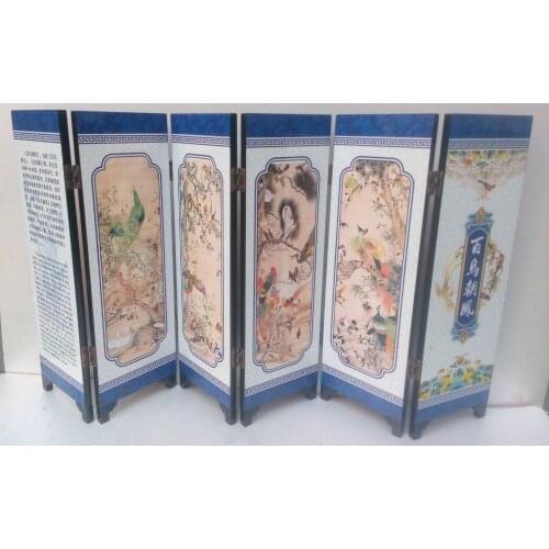 Delicate Chinese lacquer painting by hand *Birds Pay Homage *decorated fold screen