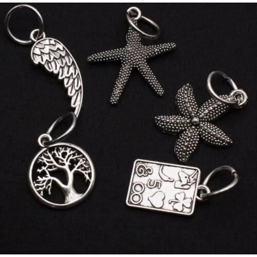 10pcs/pack retro 5 zinc alloy pendants can be equipped with charm ladies bracelet DIY jewelry making