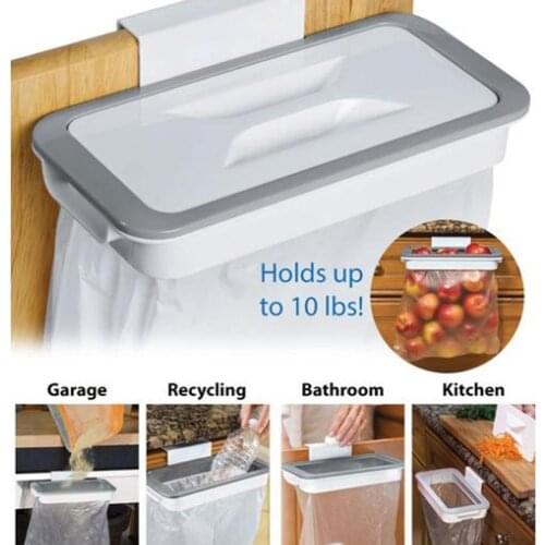 Hanging Trash Garbage Bag Holder Kitchen Bathroom Hanging Holders Cabinet Kitchen Trash Bag Storage Rack Kitchen Accessories