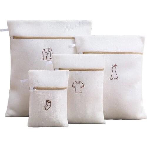 Custom Heavy Duty Clothing Laundry Small Mesh Zipper Laundry Washing Bag With Printing Logo