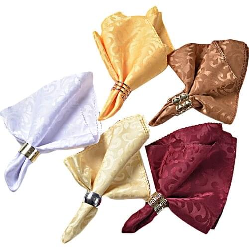 12PCS Durable Printed Napkins Dish Mat Dinner Cloth Golden Dinner Bib For Hotel Party Restaurant Banquet Table Decoration