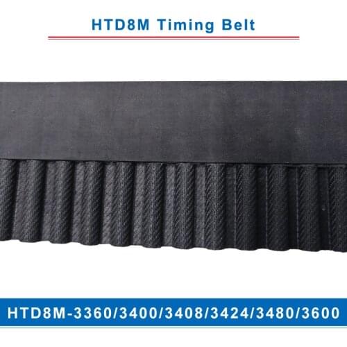 Timing belt HTD8M-3360/3400/3408/3424/3480/3600 teeth pitch 8mm circular teeth belt width 20/25/30/40mm for 8M timing pulley