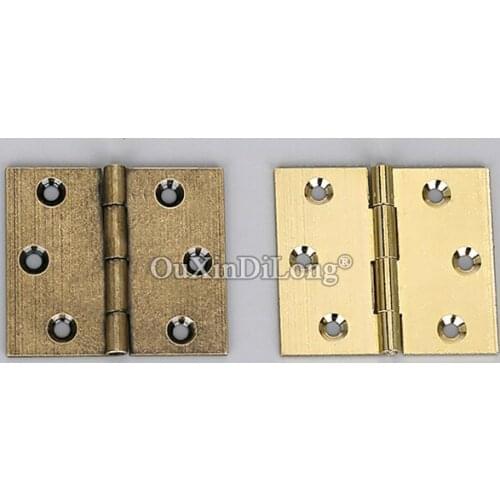 Retro Vintage 10PCS Antique Pure Brass Cabinet Hinges Wooden Cases Jewelry Gift Box Hinges Furniture Small Hinges + Screws
