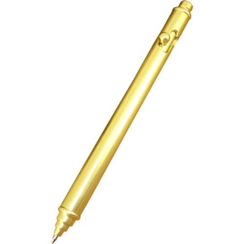 ACME 2021 Newest Pure Brass Ballpoint Pen 56g Copper Heavy Tactical Self Defense Pens Gun Style Square Propelling Ball Pen