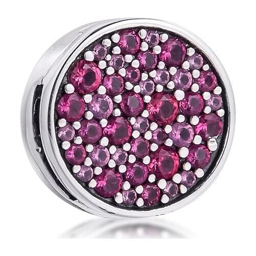 CKK Silver 925 Sterling Fits Pandora Bracelets Reflexions Pink Pavé Clip Charm Original Making