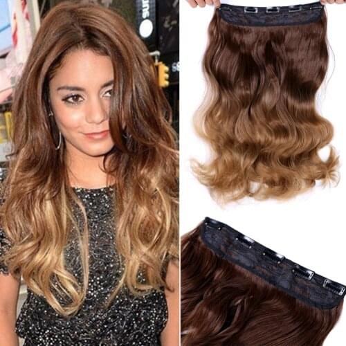 DAIRESS 17"130g Synthetic Clip in Hair Extension for Women with Clip in Curl Wavy Hair Extensions Thick Hairpiece