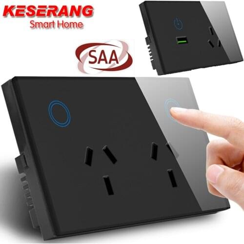 AU Standard Touch Wall Power Socket SAA Approved ,Tempered Glass Touch Wall Socket with usb port,110-240V AU plug socket 10A