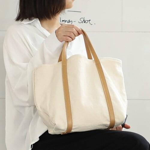 Shoulder Messenger Bag Korean Version of Simple Retro Handbag Color Matching Large Capacity Tote Bag Casual Fashion Canvas