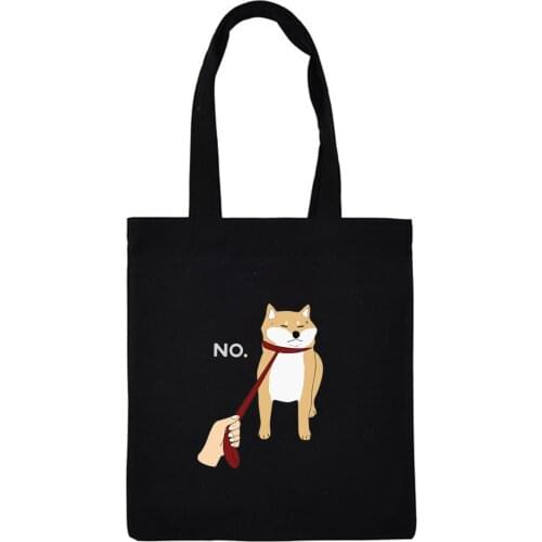 Anime Cute Corgi Print Shoulder Bags Ladies Japanese Shopping Handbag New 90s Ulzzang Women Eco Large Tote Canvas Bag Wallet