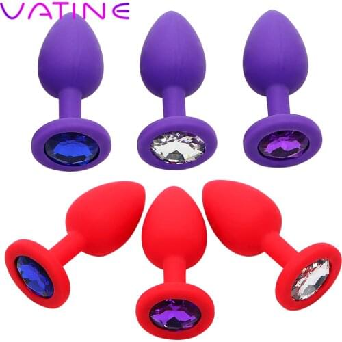 VATINE Anal Plug Colorful Crystal Jewelry Prostate Massager Butt Plug for Beginner Silicone Sex Toys for Men Women Adult Product
