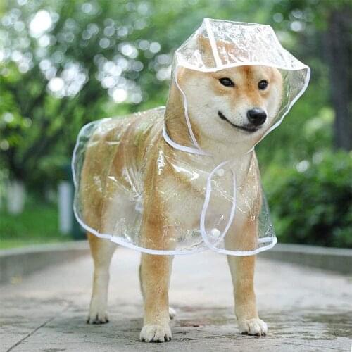 PVC Waterproof Pet Raincoat Portable Pet Transparent Raining Coat Breathable Lightweight Rain Poncho Rain Out Clothes For Dogs