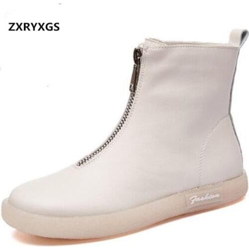 Promotion Soft Cowhide Women Boots Casual Shoes Women Sneakers Shoes White Black Shoes Spring Boots 2020 New Winter Warm Boots