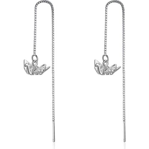 Todorova Paper Crane Little Bird Dangle Earrings For Women Korean Fashion Long Chain Tassel Earring oorbellen brincos pendientes