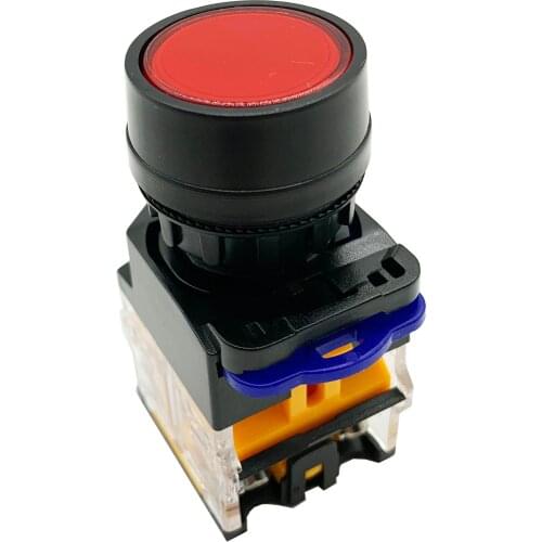 1pc LAY50-22B-11T Hole Size Diameter 22mm Flat Self-lock Latch Push Button 1 Normal Open 1 Normal Close 1NO 1NC Switch