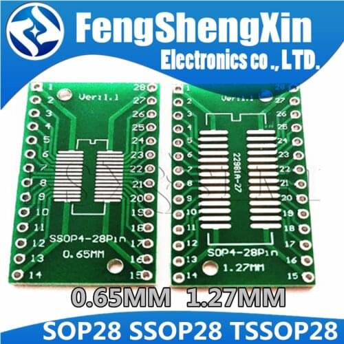 100pcs/lot pinboard SOP28 SSOP28 TSSOP28 to DIP28 Adapter Converter PCB Transfer Board 0.65MM 1.27MM PCB adapter