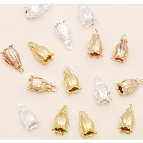 20pcs/lot 7x16mm Jewelry Cap End Caps Metal Flower Crimp Pendant Connectors For DIY Jewelry Making Findings Necklace Accessories