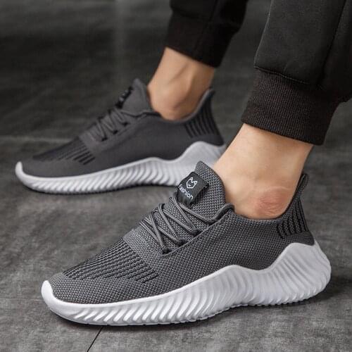 2021 Mesh Men Shoes Breathable White Mens Sneakers Trendy Lace-Up Lightweight Black Walking Big Size Man Tenis Shoe