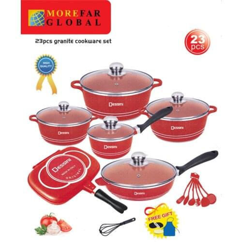 23Pcs/Set Cookware Set Aluminum Cookware Set Casserole Fry pan Non-stick Pot Cast Cooking Tools Suitable Goof Design For Kitchen