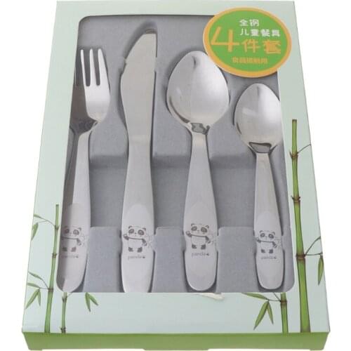 4pcs/set Baby Spoon Food Feeding Fork Knife Utensils Set Kids Children Tableware F3ME