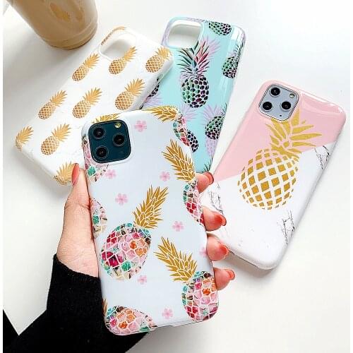 40pcs Golden Pineapple Phone Case for Iphone 11 Pro Max Soft TPU Cute Phone Accessories for Iphone Xs Max Case Wholesale Cases