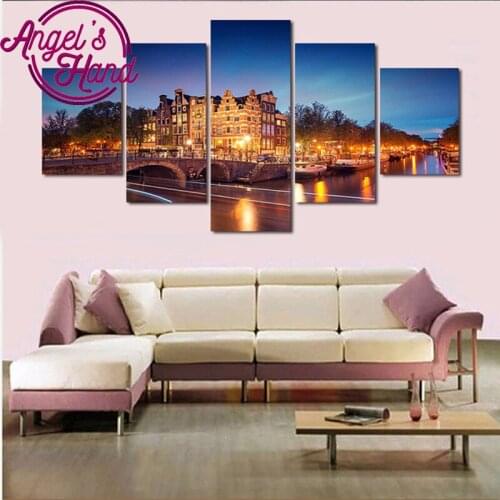 Diy 5 pcs 5D Diamond Painting Amsterdam From The Cities Full Square Rhinestone Painting Handcraft Home Decor Diamond Embroidery