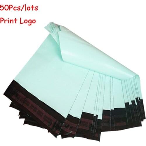 50Pcs/pack Poly Express Courier Bag Light Green Self Adhesive Clothing Mailing Bags Waterproof PE Envelope Postal Shipping Bags