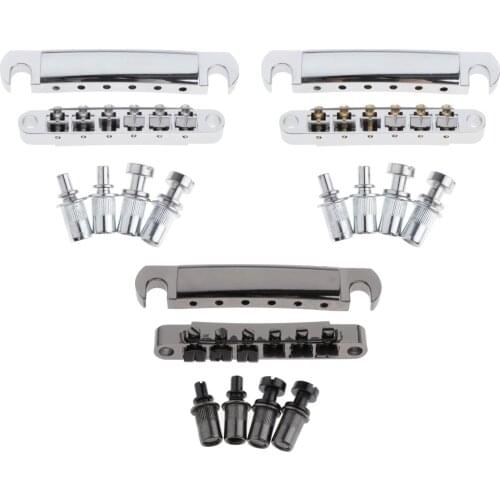 6-String Zinc Alloy Guitar Saddle Bridge Taiiece Studs for Guitar Musical Instruments Stud Screws