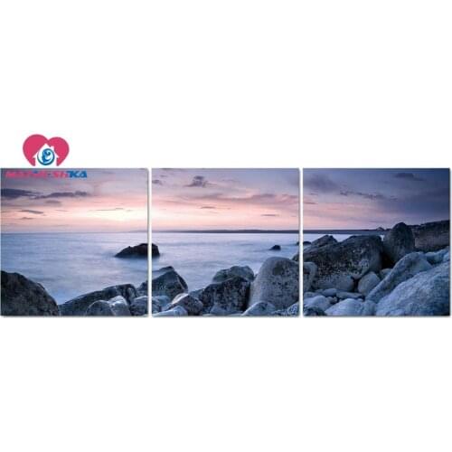Diamond mosaic full landscape outline nature sea Diamond embroidery triptych Rhinestones glass household products for home