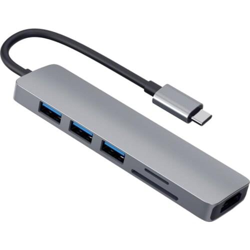 Aluminum Usb C Hub Multiport Adapter Type-c To Hdmi-compatible Usb 3.0 SD/TF Card Reader Docking Station For Laptop Notebook