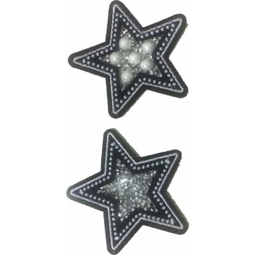 3D Rhinestones Star Patches Iron on Embroidered Patch for Clothes Backpack Beaded Embroidery Appliques Patch DIY Accessories 5PC