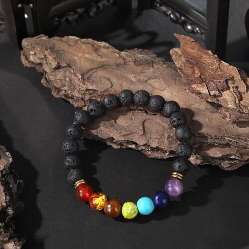 Fashion Creative Volcanic Stone Energy Bracelet Color Bead Bracelet Red Agate Stone Yoga Bracelet Jewelry Decoration Friend Gift