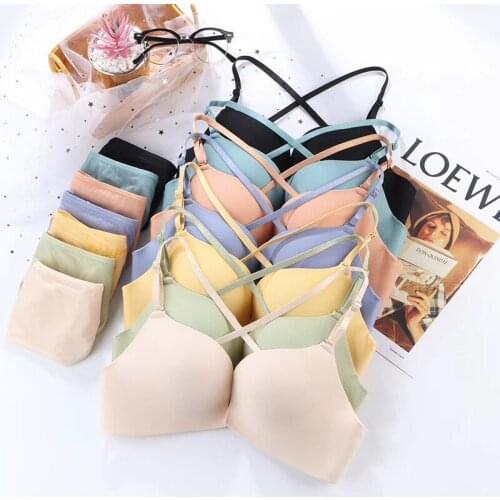 Front Buckle Beauty Back Underwear Seamless No Steel Ring Sexy Gathered Bra Cloud Makeup Skin-friendly Cotton Underwear Set